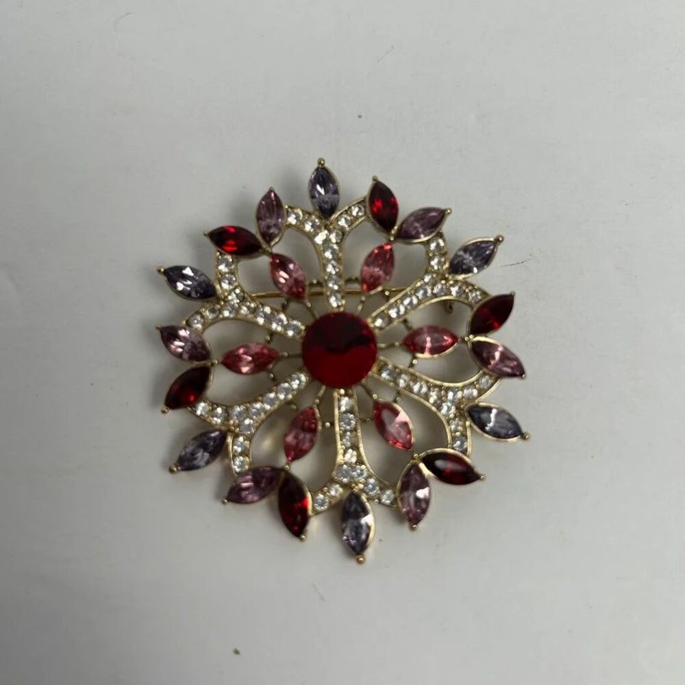 Anne Klein brooch purple pink red